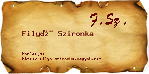 Filyó Szironka névjegykártya